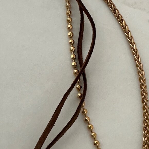 NWOT Free People Gold and Suede Detachable Multi-Strand Necklace with Pendants - Picture 7 of 11